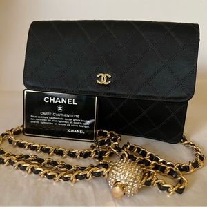 ❤️AUTH.CHANEL SATIN MINI BAG XL WALLET ON A CHAIN